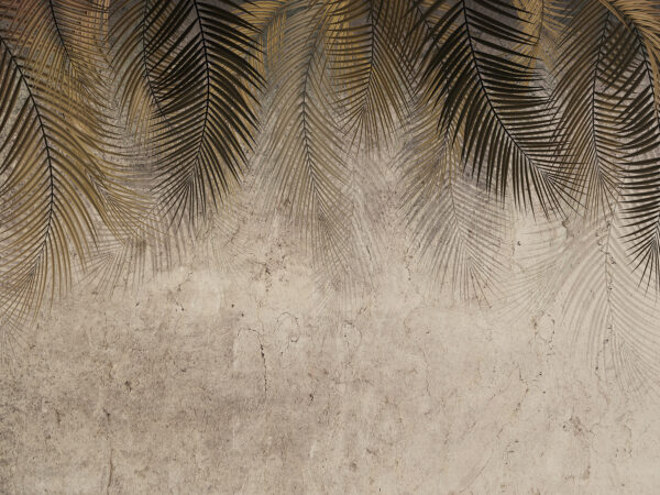 Palm leaves against a textured backdrop