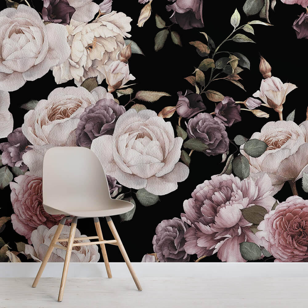 Elegant floral arrangement on dark backdrop