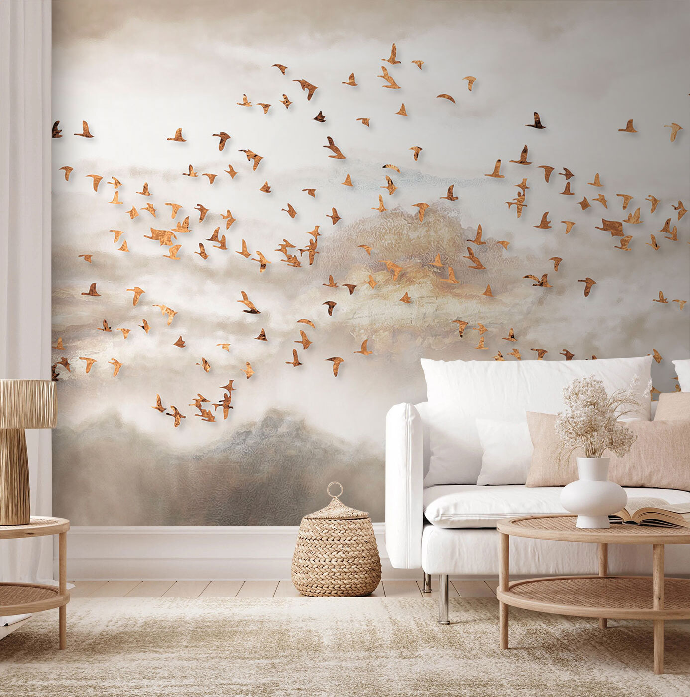 Flock of birds flying in the sky