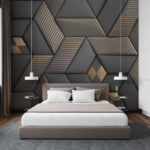Fototapety Geometrická elegancia v sivej a mosadznej farbe