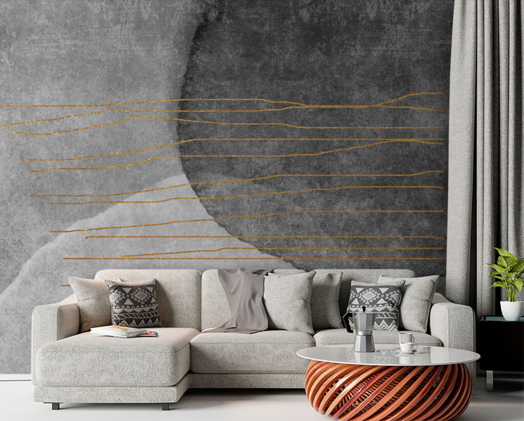 Grey and white painting with orange lines Grey and white painting with orange lines