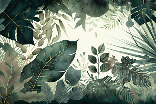 Lush green leaves in vibrant tones Lush green leaves in vibrant tones