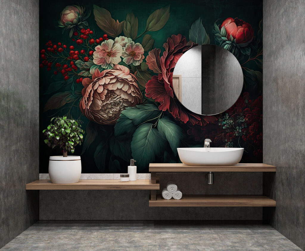 Painting of flowers and leaves Painting of flowers and leaves