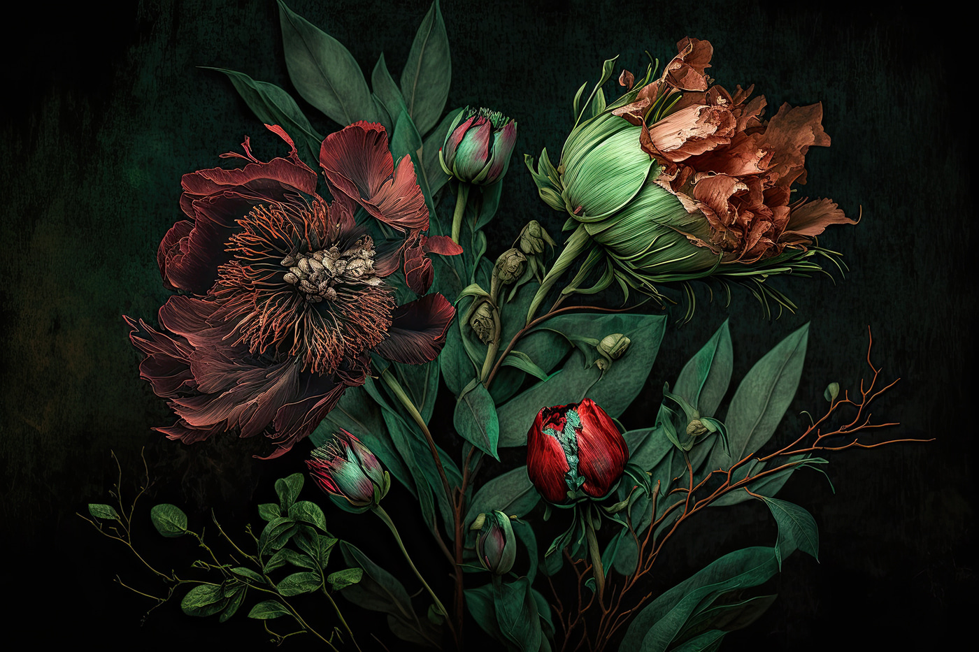 Elegant flowers with rich textures