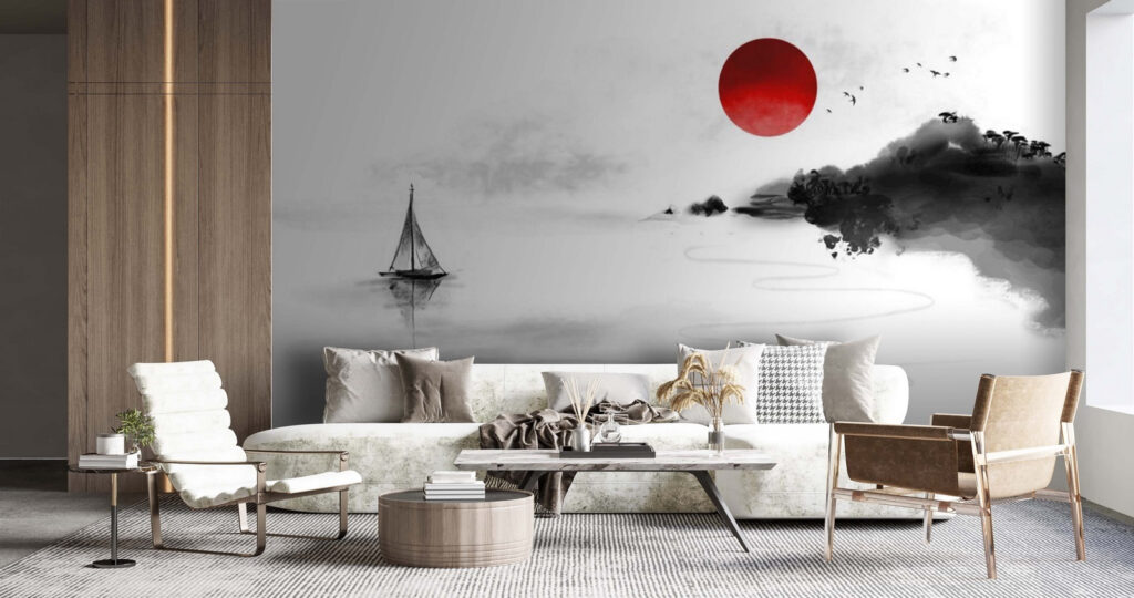 Painting of a boat in the water Painting of a boat in the water