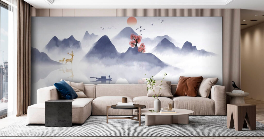 Maľba lode na hore so stromami a horami v pozadí u72989pig2 1024x540 - Maľba lode na hore so stromami a horami v pozadí - tegory