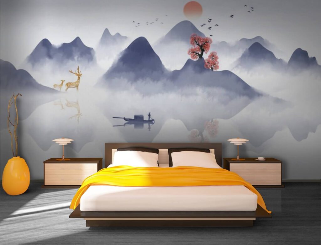 Maľba lode na hore so stromami a horami v pozadí u72989pib1m 1024x784 - Maľba lode na hore so stromami a horami v pozadí - tegory