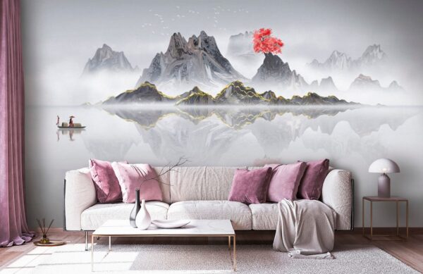 Fototapety Pohorie s červeným stromom uprostred vody (Katalógové číslo: u72981) Fototapety Fototapety Pohorie s červeným stromom uprostred vody (Katalógové číslo: u72981)