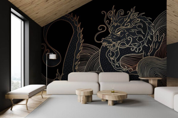 Mystical dragon swirling in darkness Mystical dragon swirling in darkness