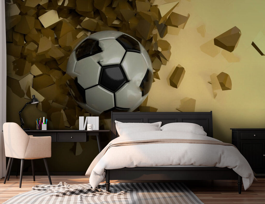 Football ball in a pile of broken pieces Football ball in a pile of broken pieces