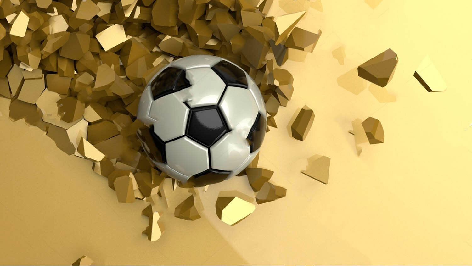 Football ball in a pile of broken pieces Football ball in a pile of broken pieces