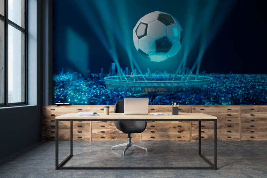 Futbalová lopta nad štadiónom Futbalová lopta nad štadiónom