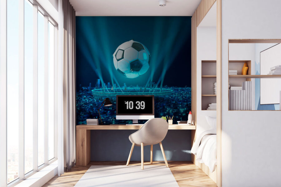 Futbalová lopta nad štadiónom Futbalová lopta nad štadiónom