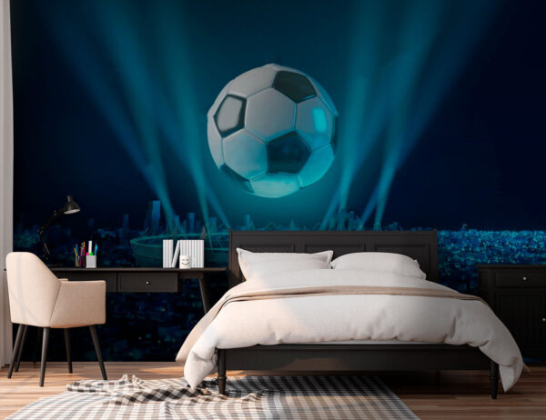 Futbalová lopta nad štadiónom Futbalová lopta nad štadiónom