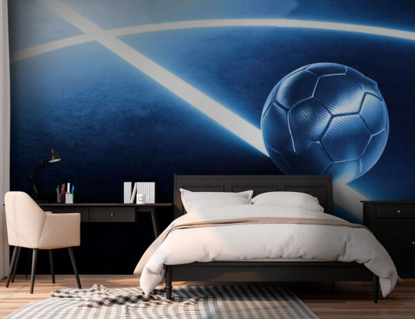 Futbalová lopta na modrom povrchu Futbalová lopta na modrom povrchu