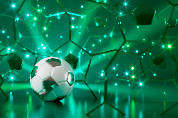 Futbalová lopta na reflexnom povrchu Futbalová lopta na reflexnom povrchu