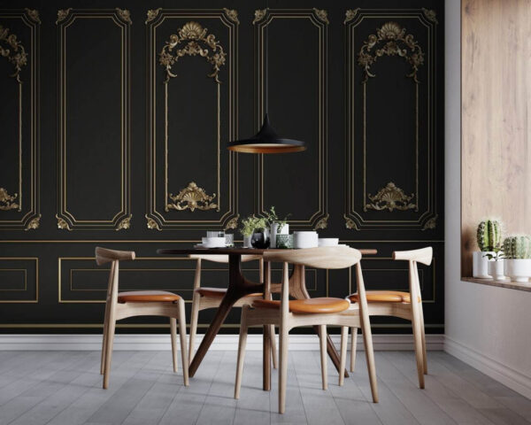 Elegantné čierne panely s ozdobnými akcentmi Elegantné čierne panely s ozdobnými akcentmi