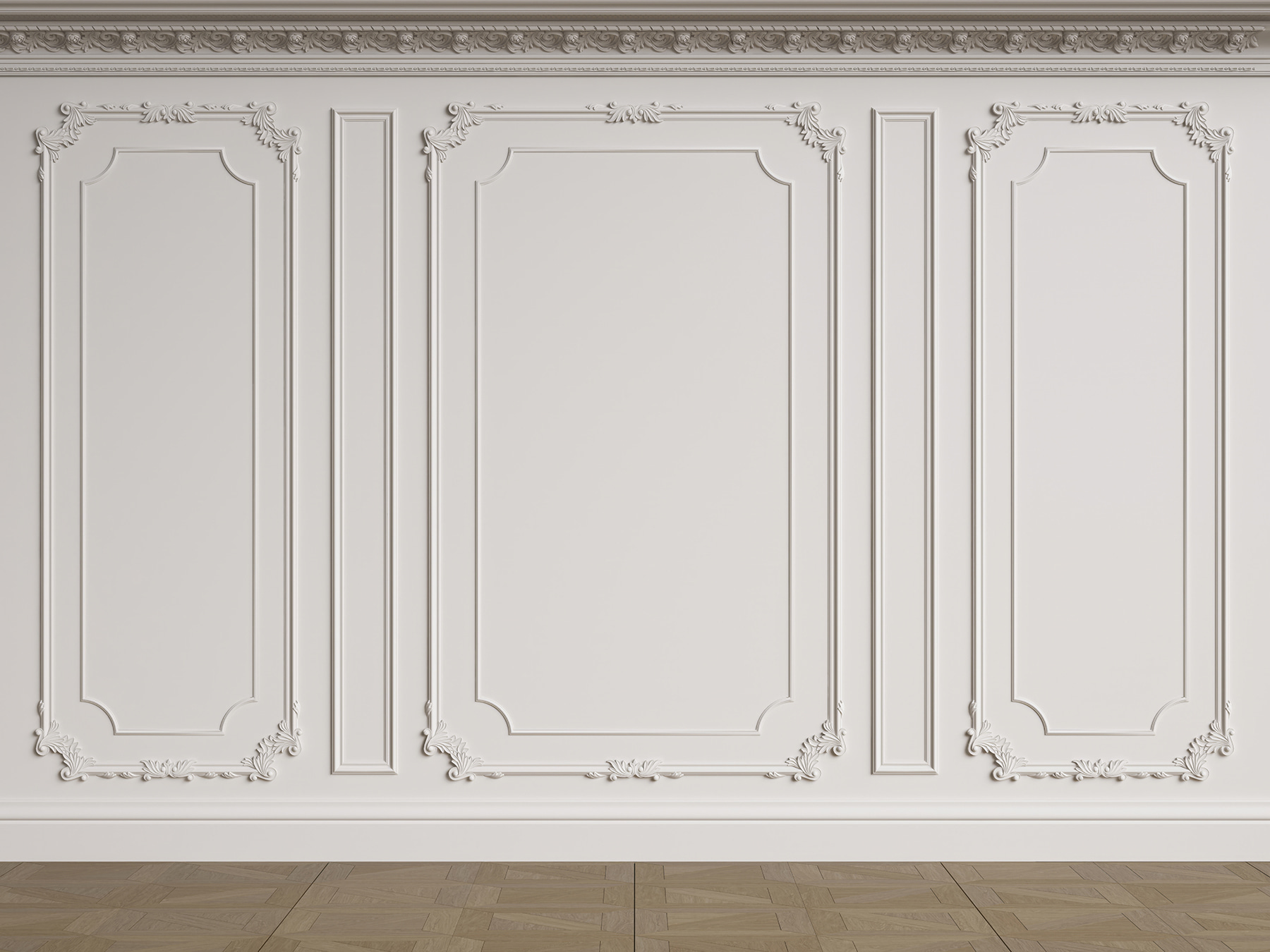 White wall with molding