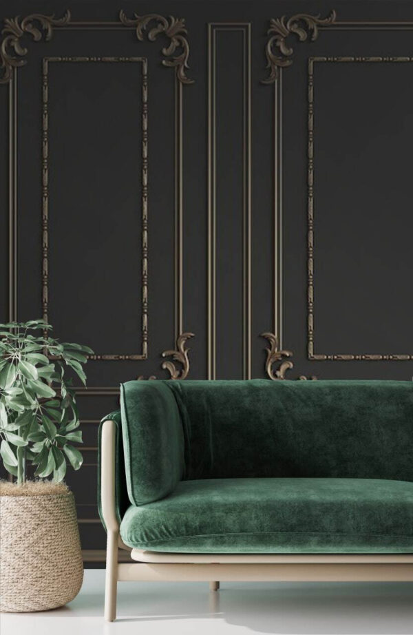 Elegantný ozdobný dizajn steny v tmavých tónoch Elegantný ozdobný dizajn steny v tmavých tónoch