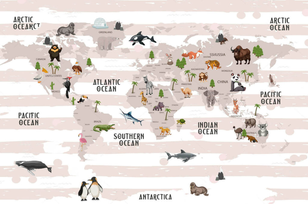 Mapa sveta so zvieratami Mapa sveta so zvieratami