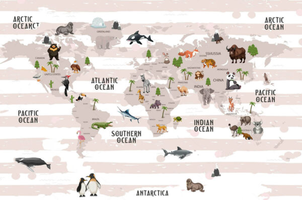 Mapa sveta so zvieratami Mapa sveta so zvieratami