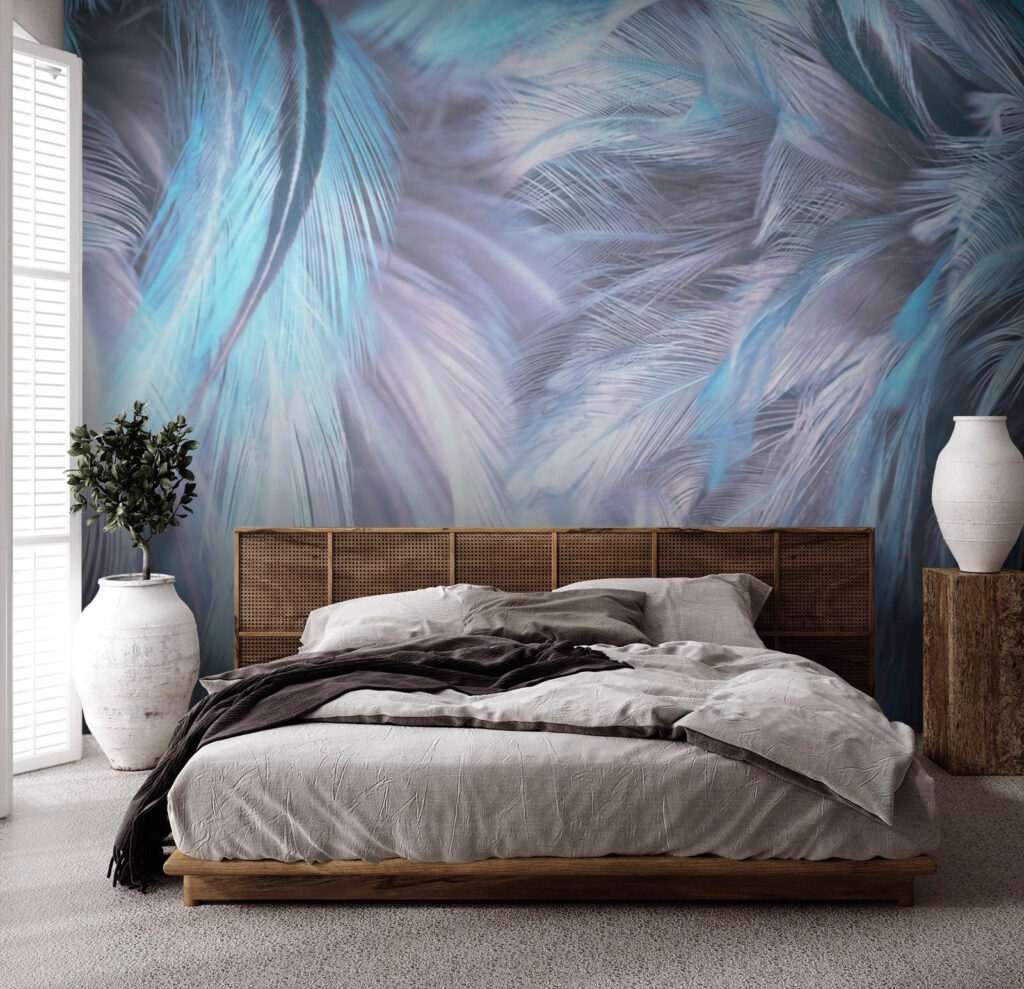 Soft pastel feathers in gentle waves