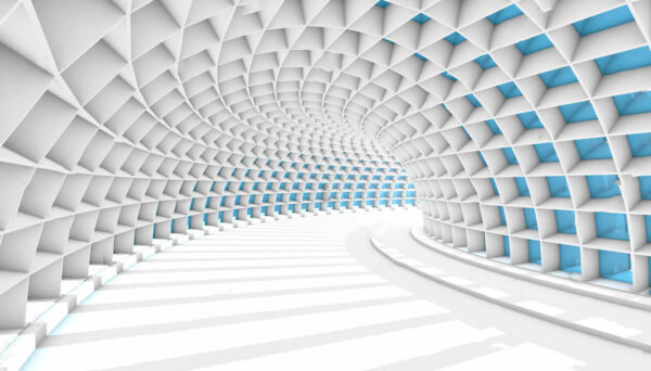 Biely tunel s modrými štvorcami Biely tunel s modrými štvorcami