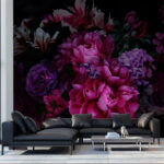 Fototapety Skupina kvetov na čiernom pozadí