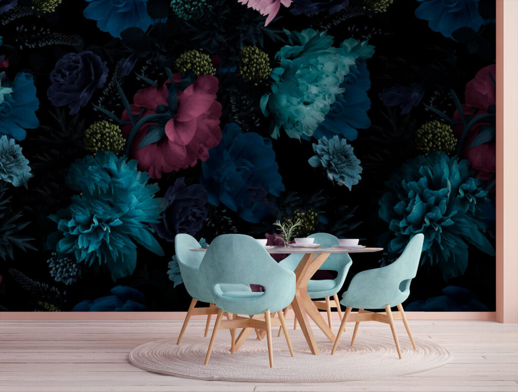 Vibrant floral pattern on black background Vibrant floral pattern on black background