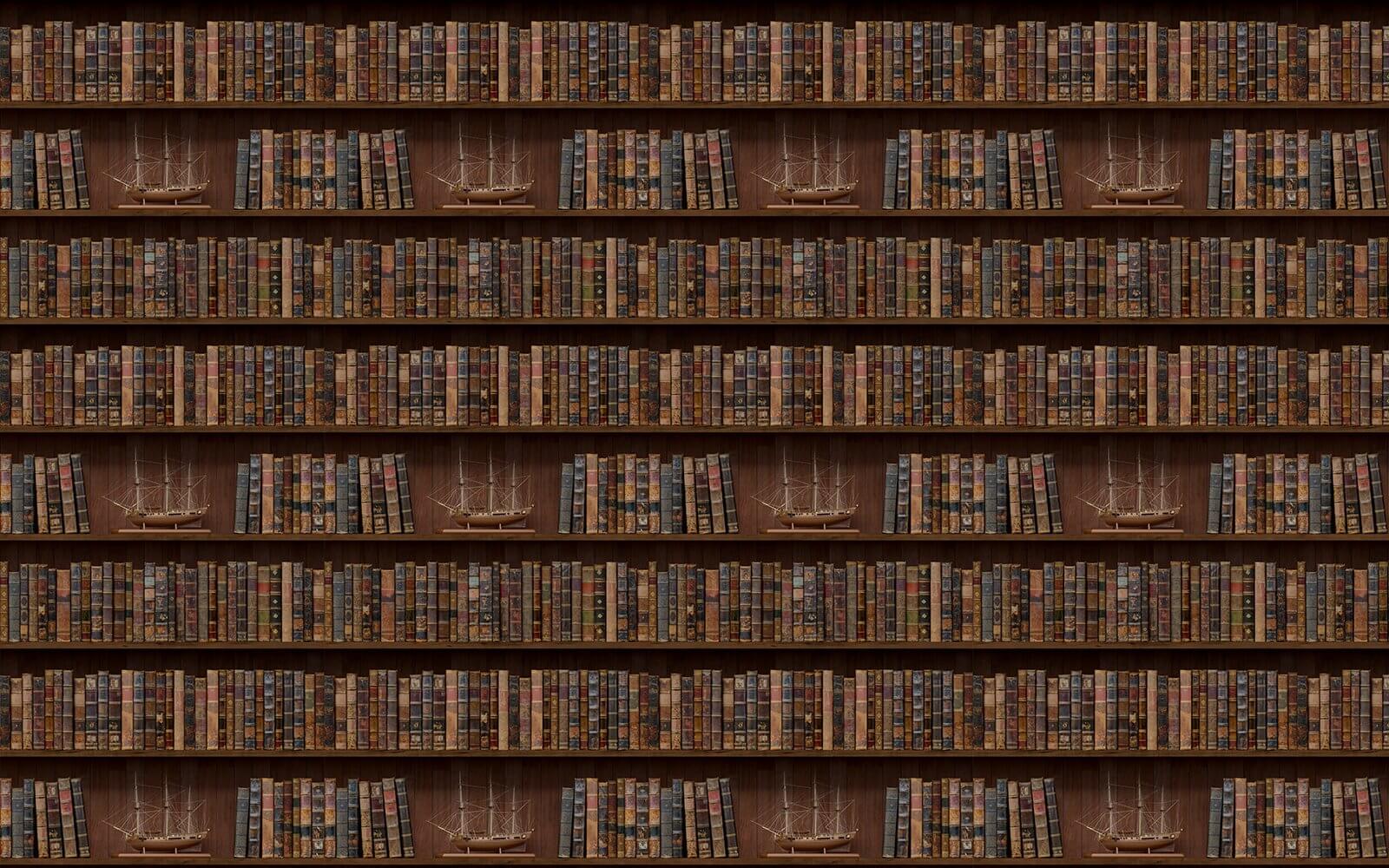 u72118p - Stena z kníh s loďami - tegory