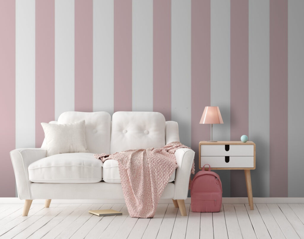 Pink and white striped wallpaper Pink and white striped wallpaper