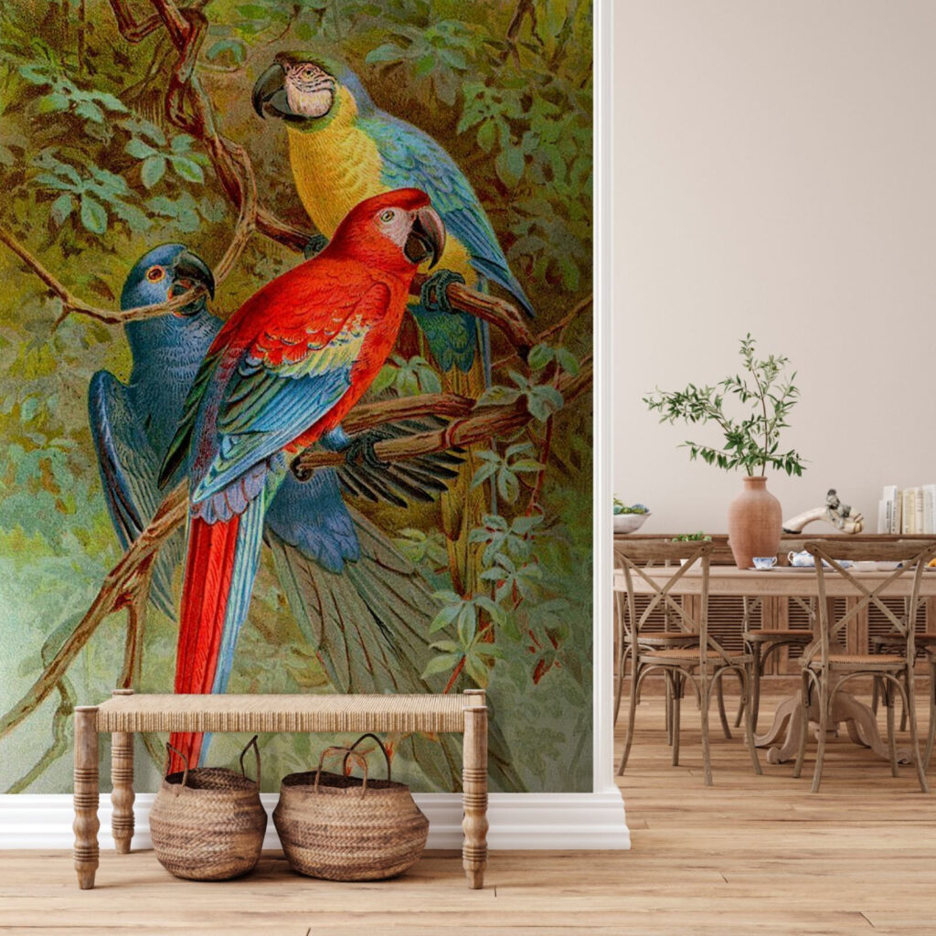 u71620piq1 1024x1024 - Skupina farebných vtákov na konári stromu - tegory