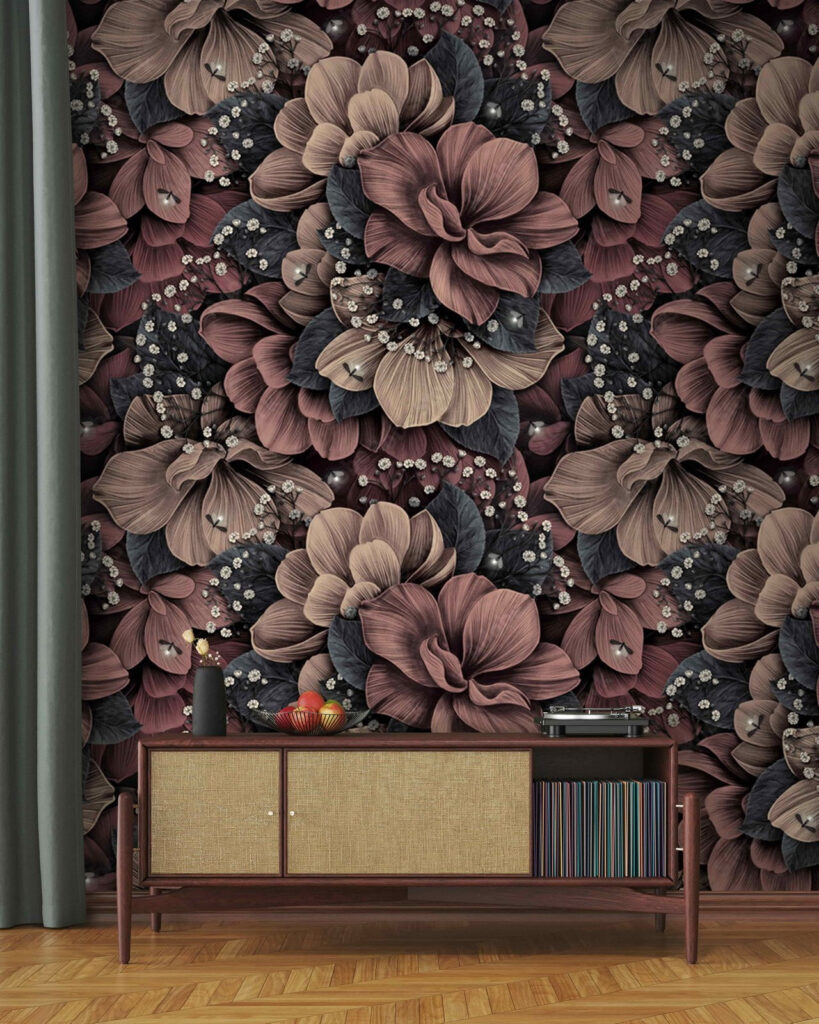 Group of flowers with small white and black leaves Group of flowers with small white and black leaves