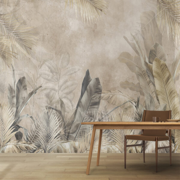 Elegantné umelecké dielo s dizajnom tropického lístia. Fototapety Elegantné umelecké dielo s dizajnom tropického lístia.