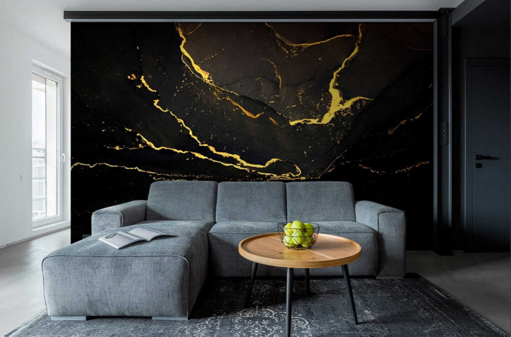 Elegant black marble with yellow veins