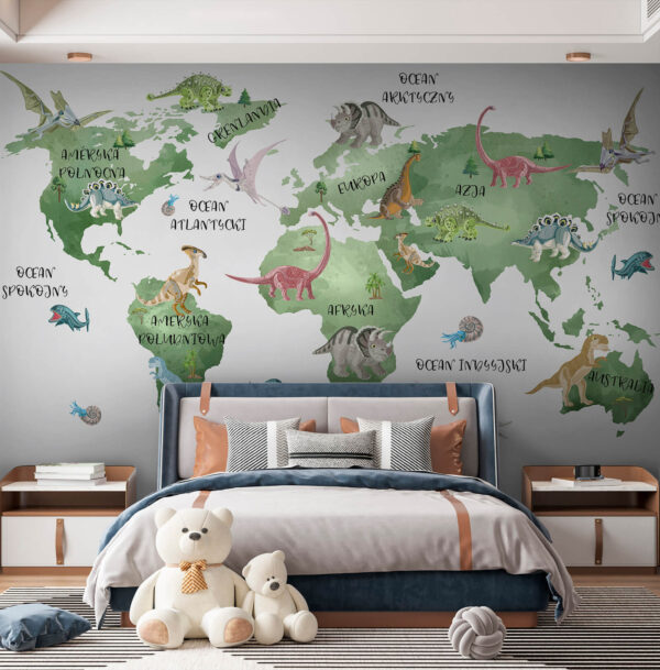 Mapa sveta s dinosaurami Mapa sveta s dinosaurami