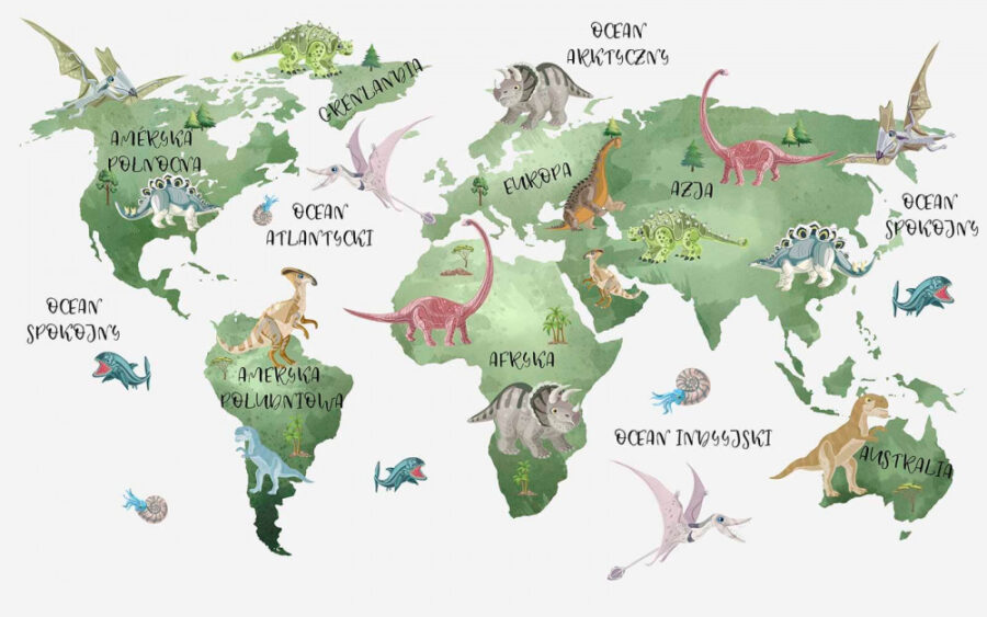 Mapa sveta s dinosaurami Mapa sveta s dinosaurami