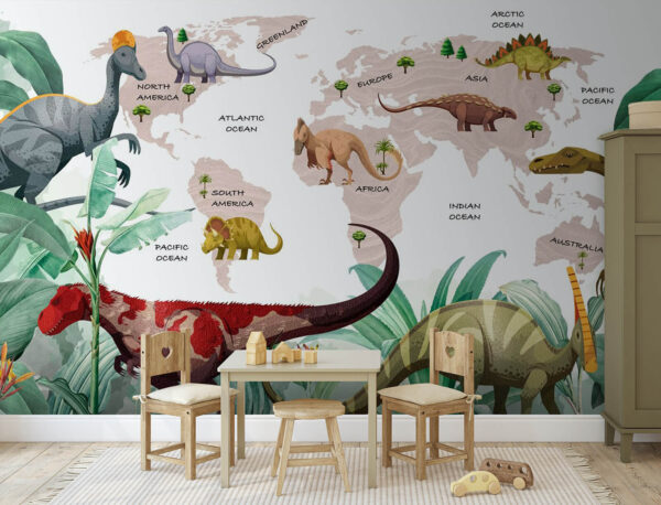 Mapa dinosaurov s rastlinami a názvami Mapa dinosaurov s rastlinami a názvami