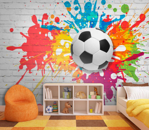Futbalová lopta na tehlovej stene Futbalová lopta na tehlovej stene