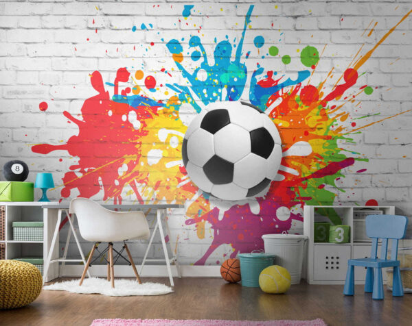 Futbalová lopta na tehlovej stene Futbalová lopta na tehlovej stene