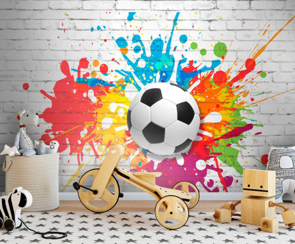 Futbalová lopta na tehlovej stene Futbalová lopta na tehlovej stene