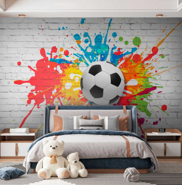 Futbalová lopta na tehlovej stene Futbalová lopta na tehlovej stene