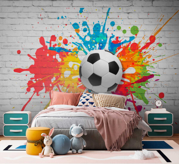 Futbalová lopta na tehlovej stene Futbalová lopta na tehlovej stene