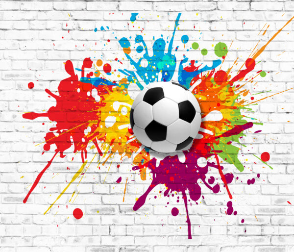 Futbalová lopta na tehlovej stene Futbalová lopta na tehlovej stene