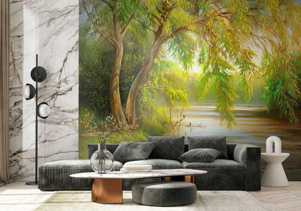 River with trees and grass