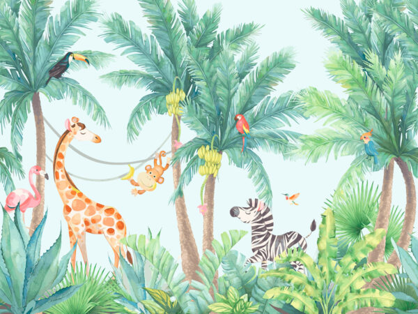 Žirafa a zebra v džungli Žirafa a zebra v džungli