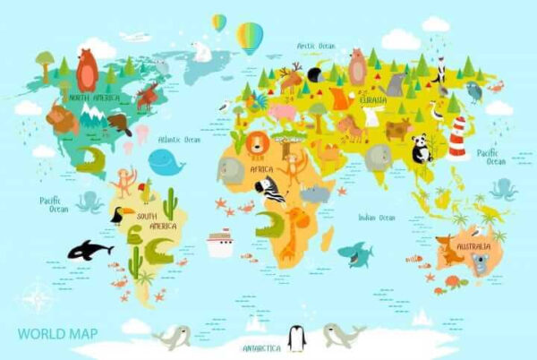Mapa sveta so zvieratami Mapa sveta so zvieratami