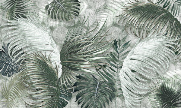 Group of leaves on a white surface