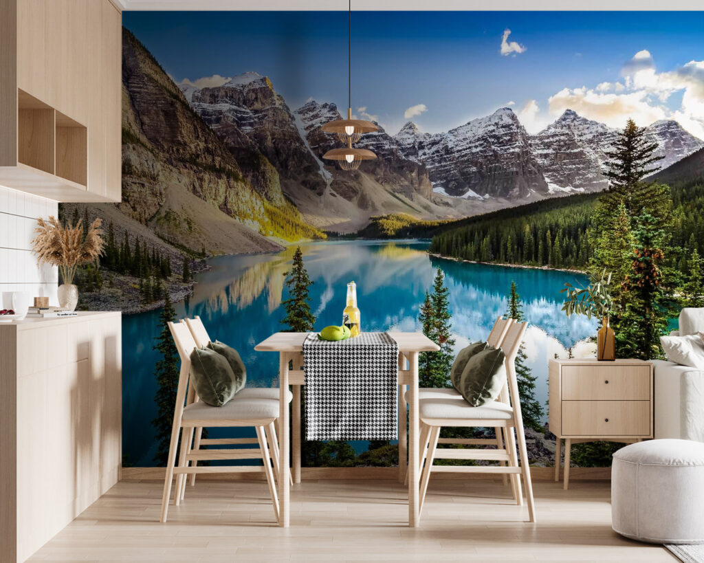 Lake surrounded by trees and mountains Lake surrounded by trees and mountains