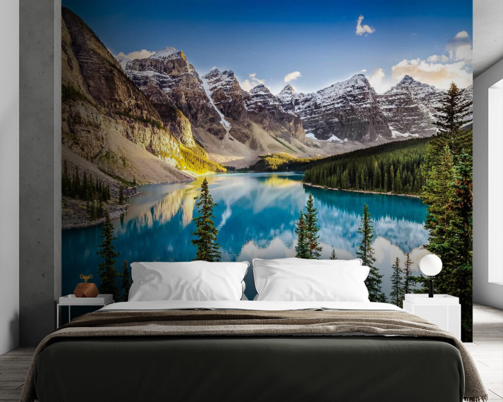 Lake surrounded by trees and mountains Lake surrounded by trees and mountains